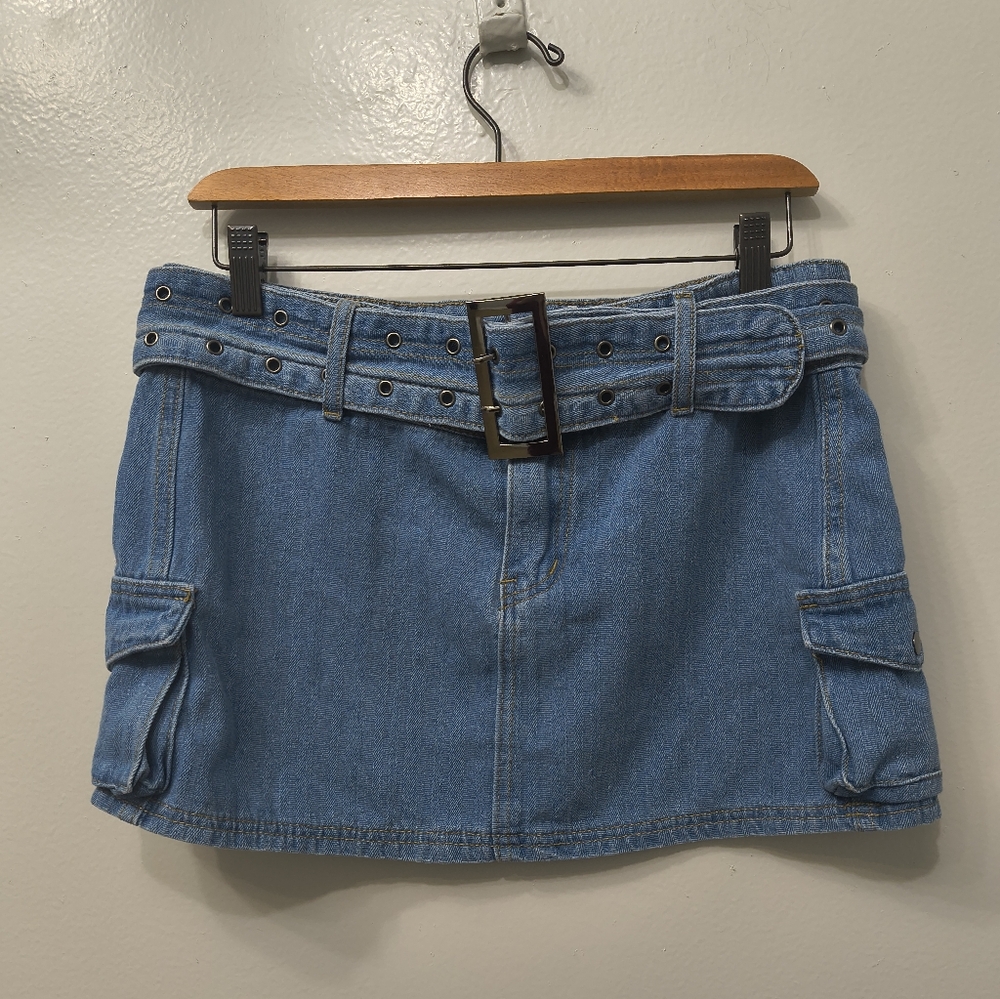 Princess Polly Cargo MicroMini Blue Denim Skirt Sz 8 Y2K Party Nightclub Bratz